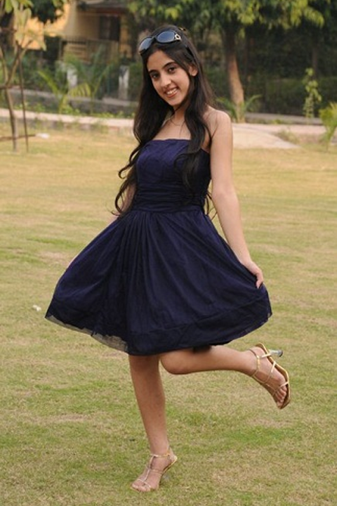 Sameeksha Sud in beautiful dark blue dress and high heels
