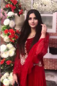 Alishba Anjum looking stunning in red dress at wedding