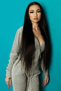 Bhad Bhabie is looking hot in grey dress and open hair.