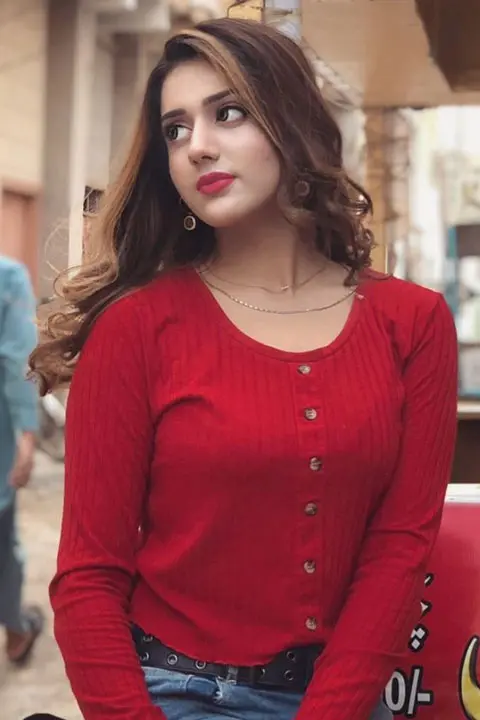 Jannat Mirza in beautiful red dress and red lips stick, with falling hair