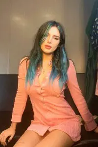 Bella Thorne in baby pink color dress
