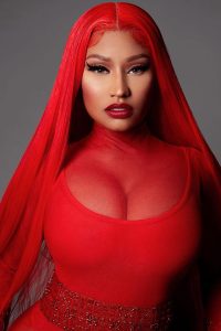 Nicki Minaj is looking hot in red dress and open hairs