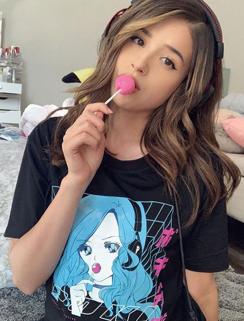 Imane Anys (Pokimane) licking big pink lollypop