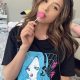 Imane Anys (Pokimane) licking big pink lollypop