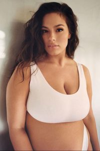 Ashley Graham is looking hot in white bra and underwear.