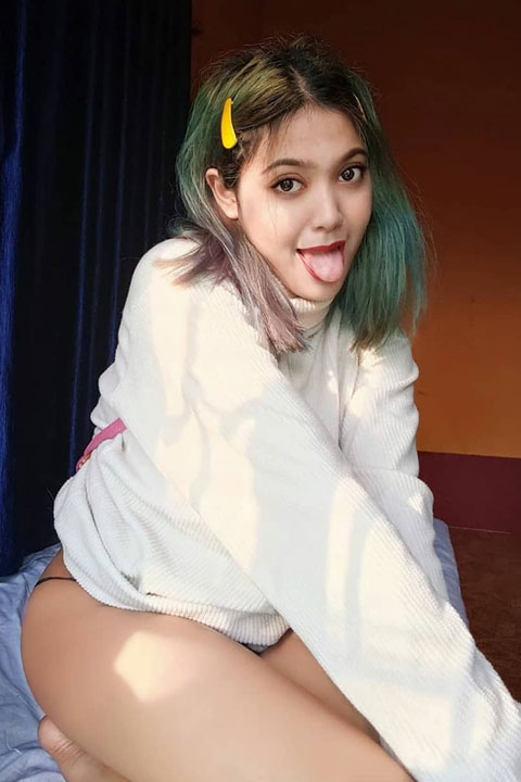 ovely Ghosh showing her tongue